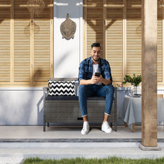 Outsunny 160L Storage Two-Seater Rattan Bench - Grey - product image 2