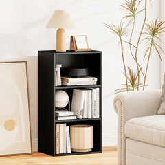 3-Cube Bookcase with 7-Position Adjustable Shelves and Anti-Toppling Kits-Blcak