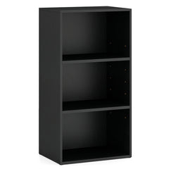 3-Cube Bookcase with 7-Position Adjustable Shelves and Anti-Toppling Kits-Blcak