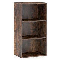 3-Cube Bookcase with 7-Position Adjustable Shelves and Anti-Toppling Kits-Rustic Brown
