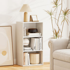 3-Cube Bookcase with 7-Position Adjustable Shelves and Anti-Toppling Kits-White