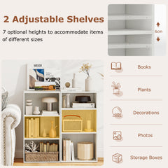 3-Cube Bookcase with 7-Position Adjustable Shelves and Anti-Toppling Kits-White