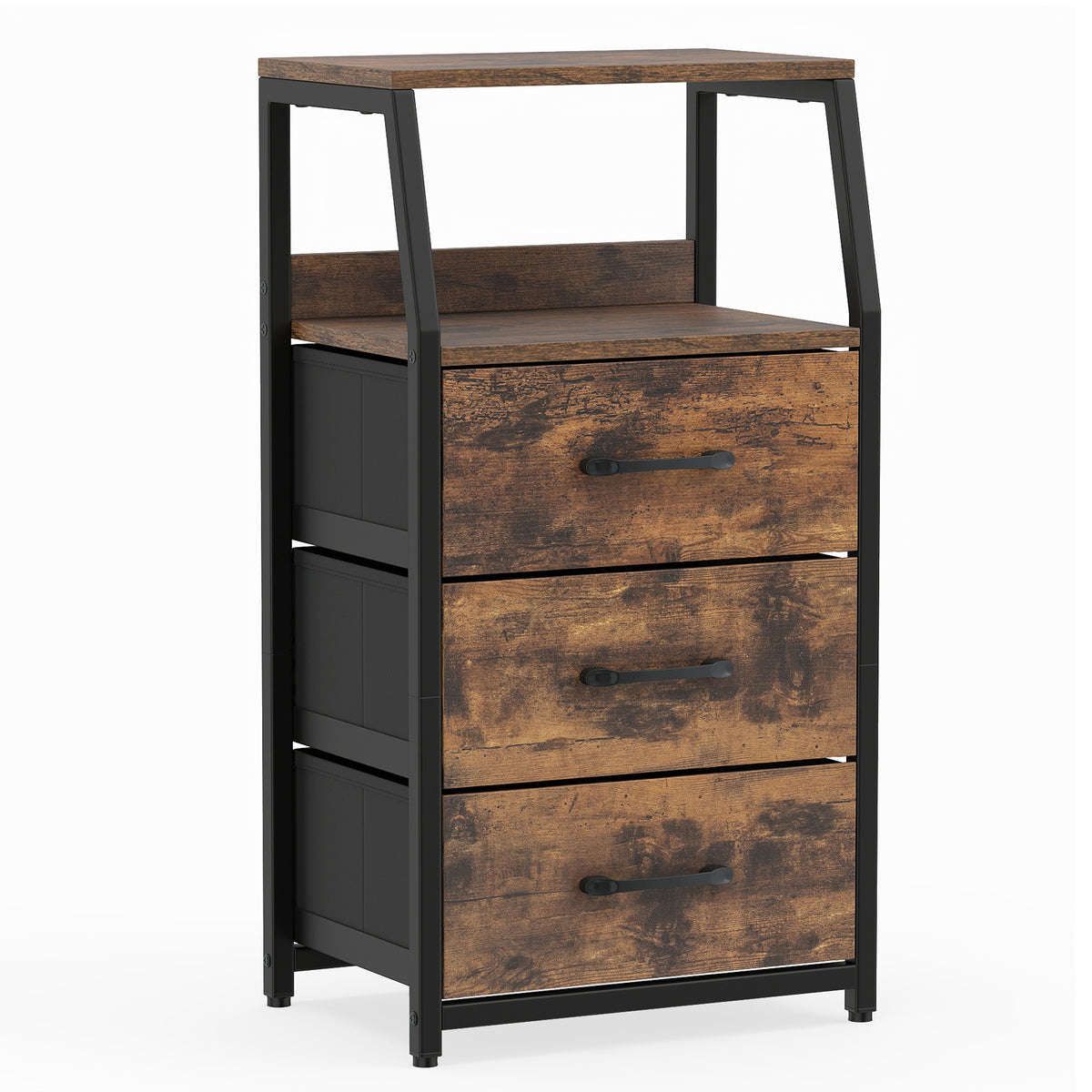 3-Drawer Storage Cabinet Vertical Storage Dresser with Detachable-Rustic Brown