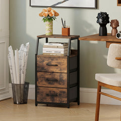 3-Drawer Storage Cabinet Vertical Storage Dresser with Detachable-Rustic Brown