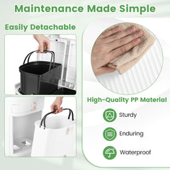 The kitchen trash can showing how to remove the inner buckets and clean the surface