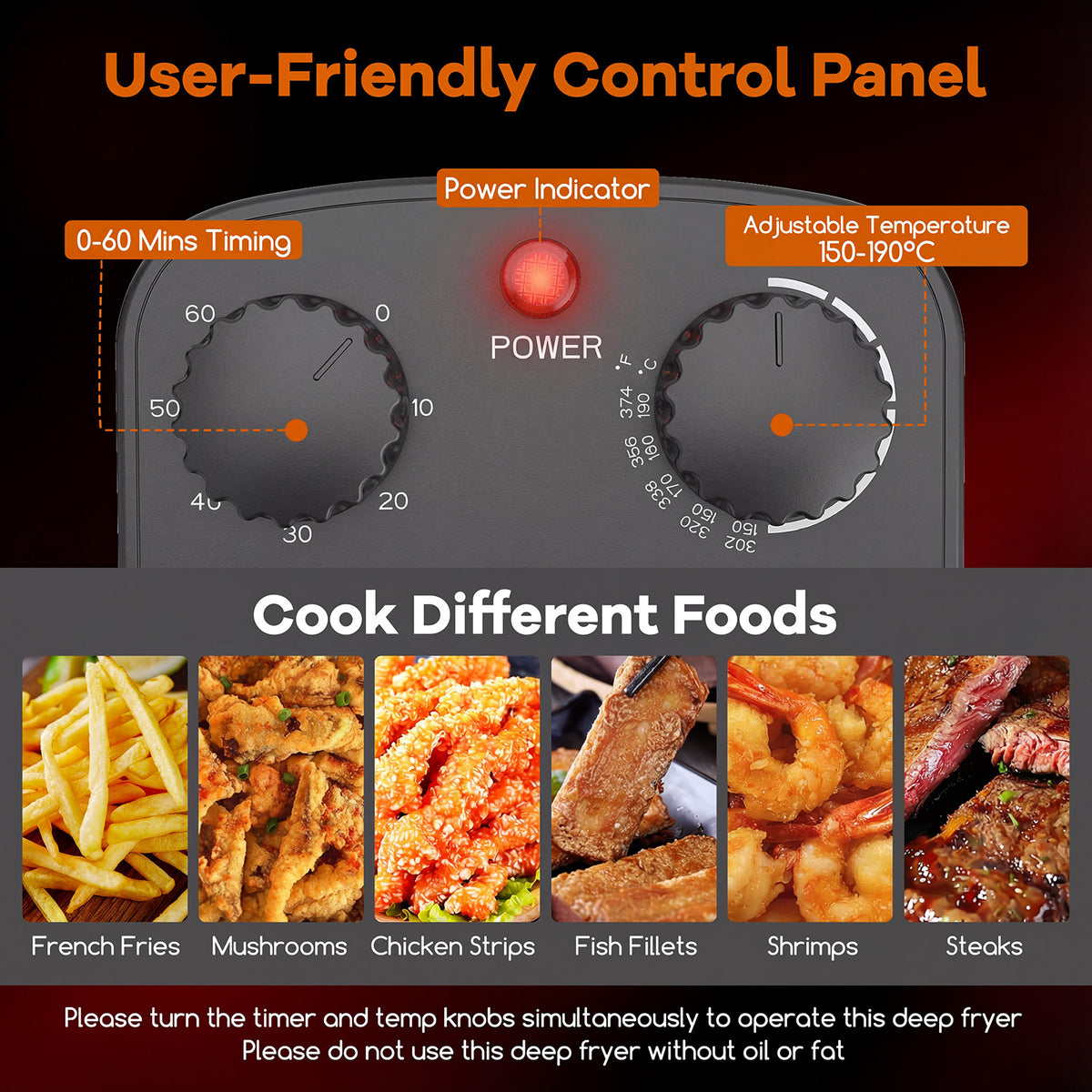 3 Liter 2000W Electric Deep Fryer with Detachable Frying Basket