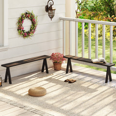 3-Person Outdoor Bench Set of 2 with 360 kg Bearing Capacity-Dark Brown