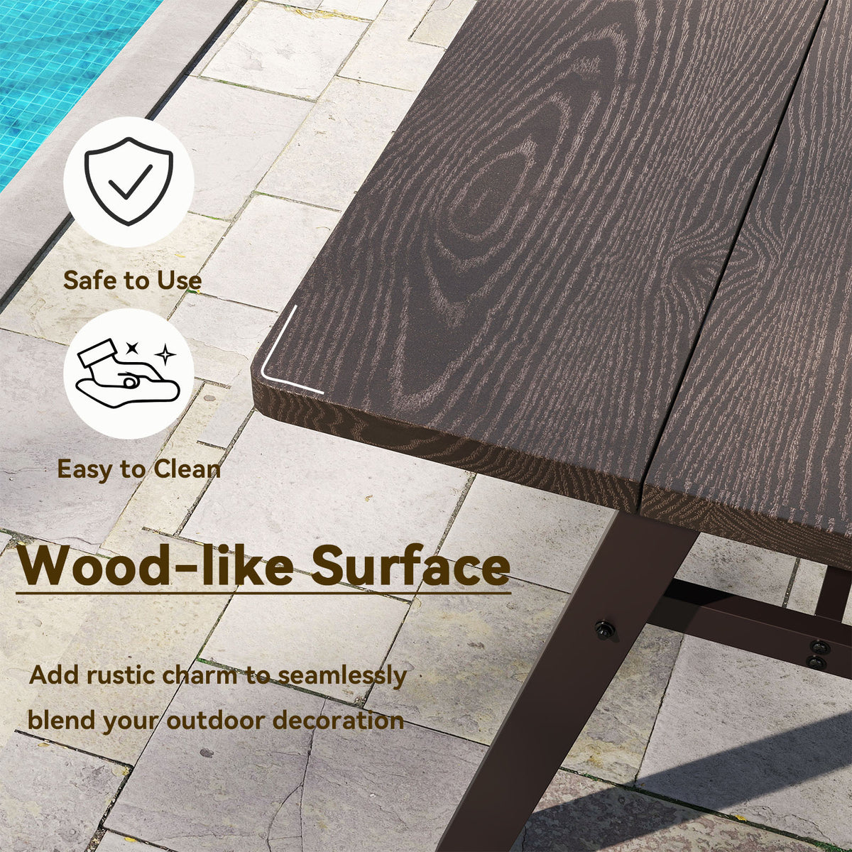 3-Person Outdoor Bench Set of 2 with 360 kg Bearing Capacity-Dark Brown