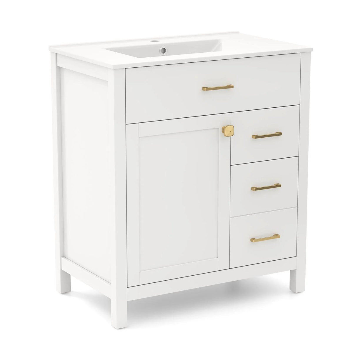 3-Piece Laundry room Bundle: Single Bathroom Vanity + Tall Bathroom Floor Cabinet + 2.6 Cu.ft Compact Portable Clothes Dryer