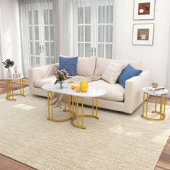 3-Piece Nesting Coffee Table Set 110cm Coffee Table with 2 Side Tables-White
