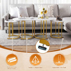 3-Piece Nesting Coffee Table Set 110cm Coffee Table with 2 Side Tables-White