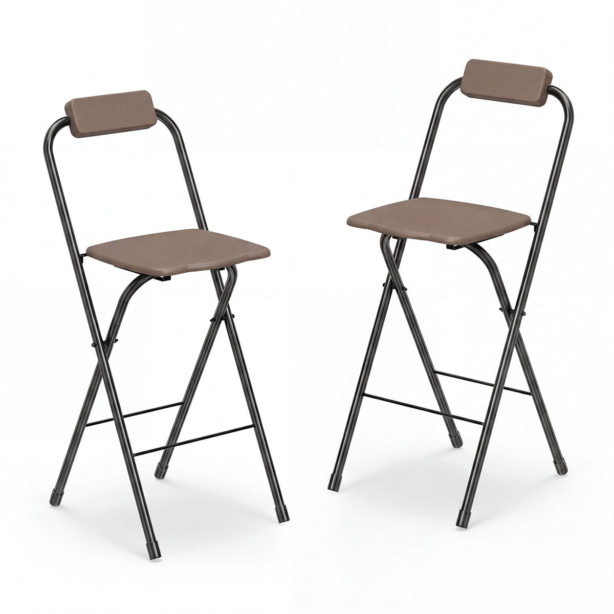 3-Piece Patio Bar Set and Outdoor BBQ Canopy with Bar Table and 2 Folding Bar Stools for Backyard-Brown