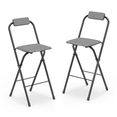 3-Piece Patio Bar Set and Outdoor BBQ Canopy with Bar Table and 2 Folding Bar Stools for Backyard-Grey