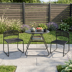 3-Piece Patio Bistro Set with Solid Metal Frame for Porch-Black