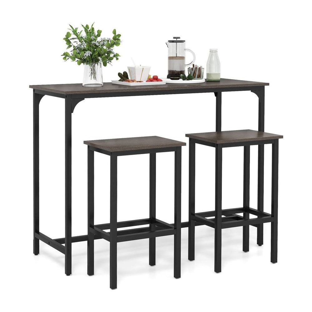 3-Piece Dining Table Set with a tall rectangular pub table and two stools