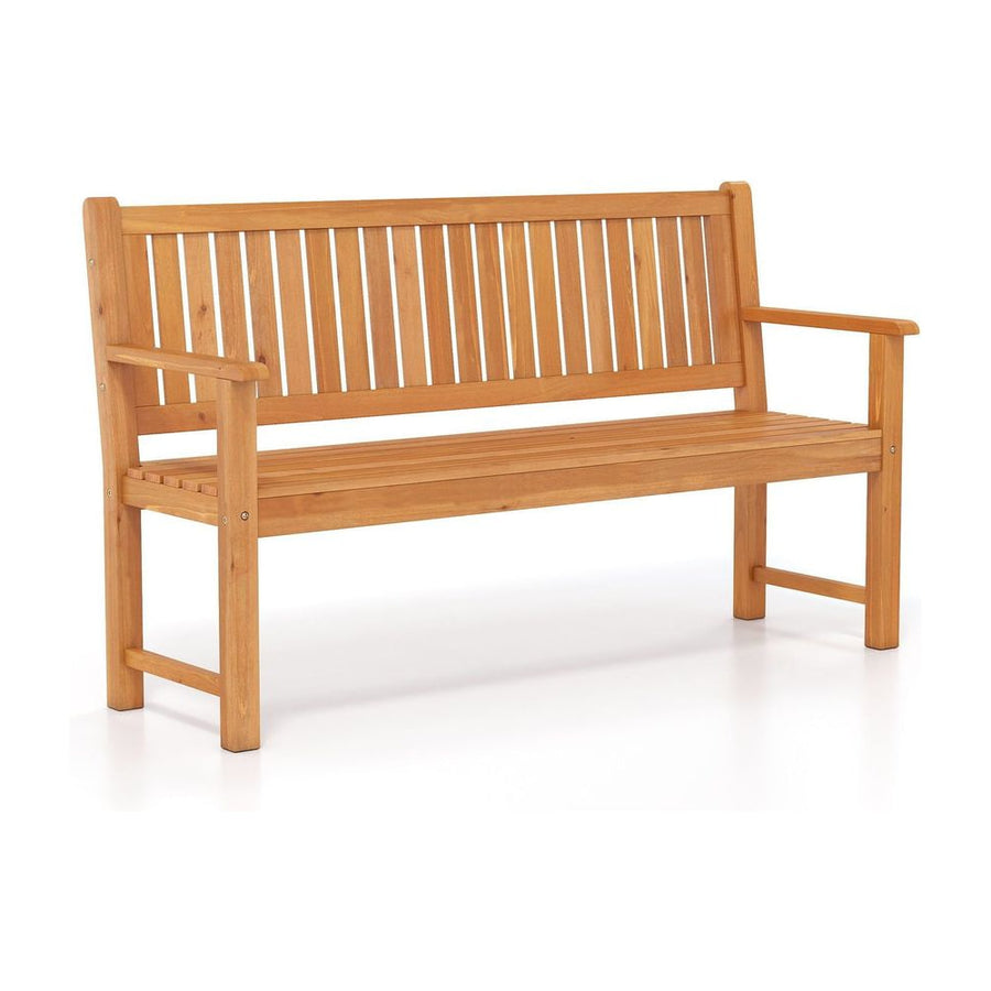 3-Seater Outdoor Wooden Bench 150 cm Large Garden Bench with Backrest-Yellow