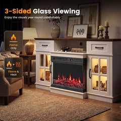 3-Sided Built-in Electric Fireplace Insert with 12 Flame Colours Thermostat and 8H Timer-61 cm