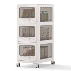 3-Tier Plastic Drawer Storage Organizer Rolling Cart with 3 Drawers