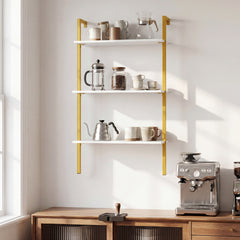 3-Tier Wall Mounted Shelves for Living Room Home Office-White