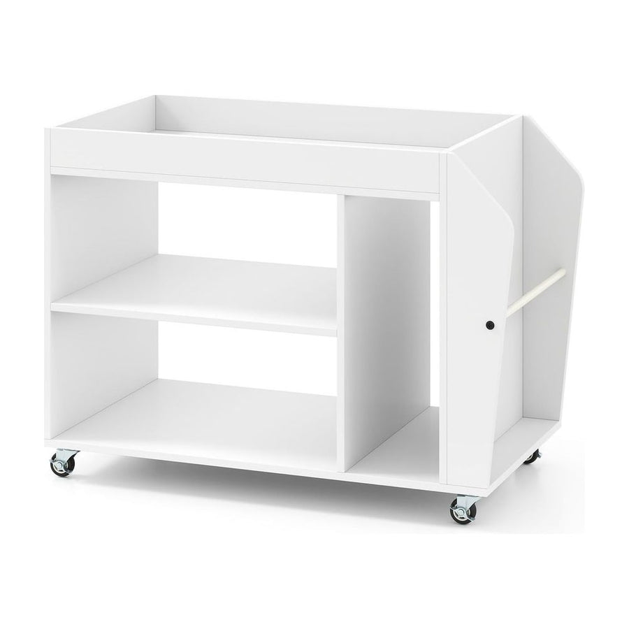 3-Tier Side End Table Rolling Nightstand with Universal Wheels-White