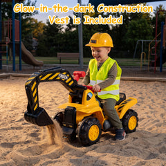 3-in-1 Ride on Excavator Bulldozer with Engine Sound and Under Seat Storage