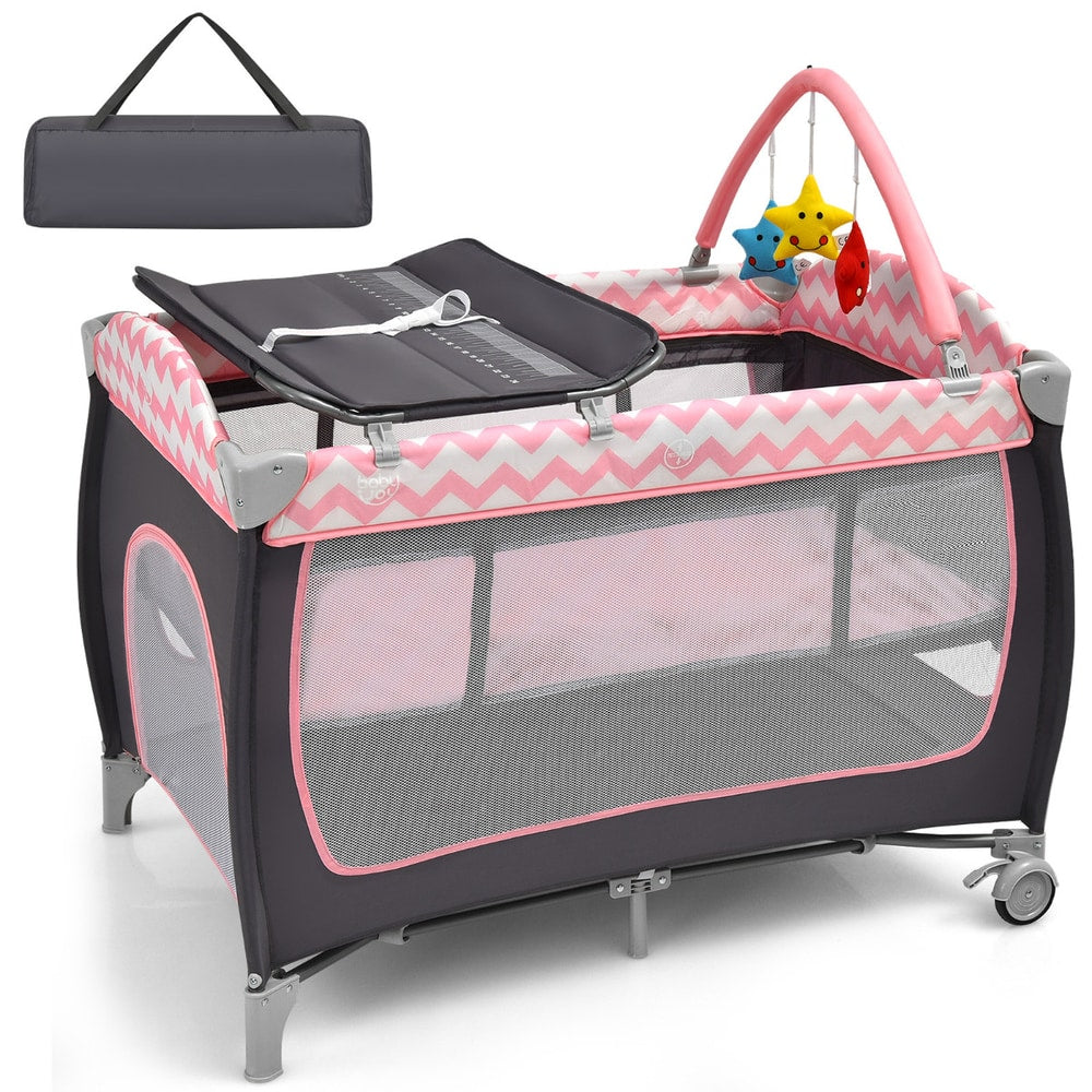 3 in 1 Baby Playard Portable Infant Nursery Center with a changing mat and toy bar