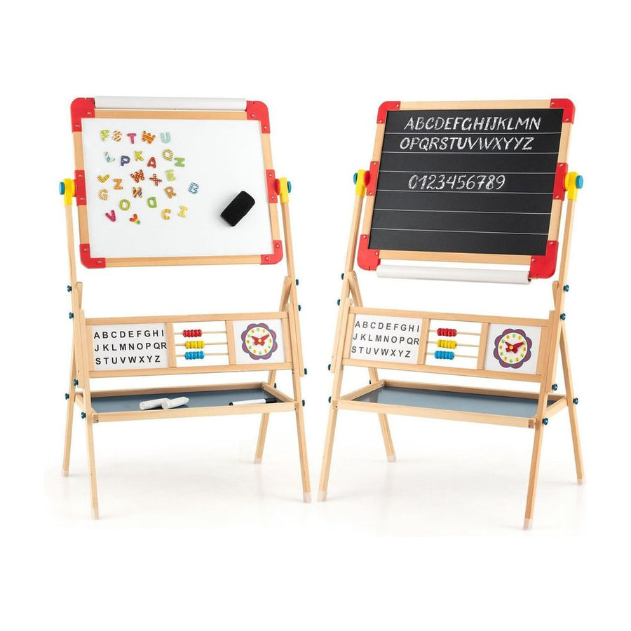 3-in-1 Freestanding Kids Art Easel with Double-sided Drawing Board