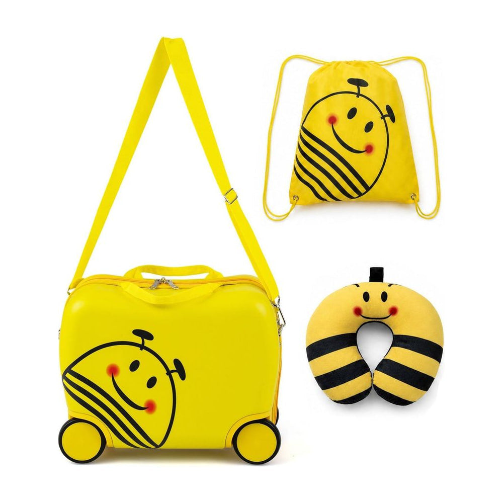 3-Piece Bee Design Kids Bee Design Set with rucksack and neck pillow in yellow