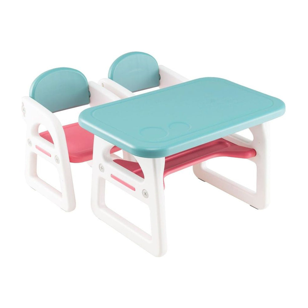 3-Piece Kids Table and Chairs Set with Storage Rack shown against a plain white background