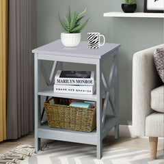 3-Tier Wooden Side table / Bedside Table -Grey