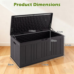 300 L Patio HDPE Storage Container with Gas Struts and Lockable Lid-Brown
