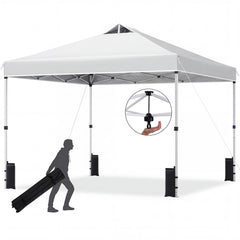 300 x 300 cm Pop up Canopy Tent 1 Person Easy Setup Gazebo Shelter with 1 Button Push-White