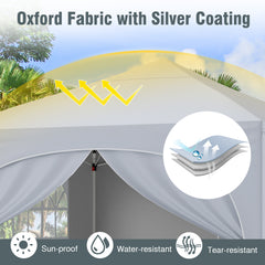 300 x 300 cm Pop up Canopy Tent with 4 Removable Sidewall and Wheeled Bag-White