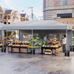 300 x 600 cm Pop up Canopy Tent with 6 Sidewalls and Wheeled Bag-Grey