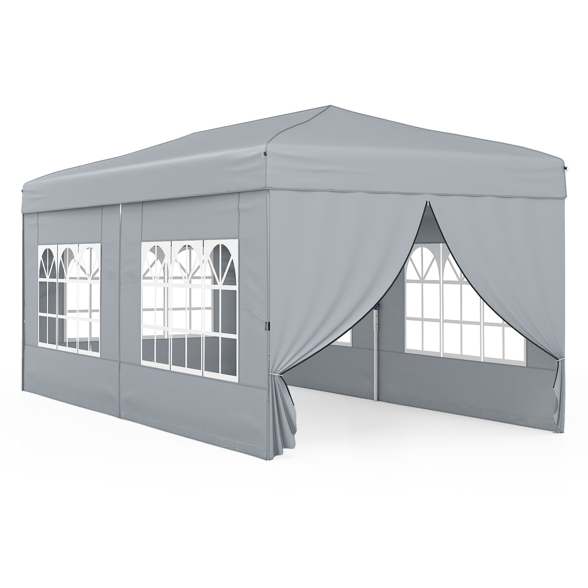 300 x 600 cm Pop up Canopy Tent with 6 Sidewalls and Wheeled Bag-Grey