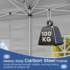 300 x 600 cm Pop up Canopy Tent with 6 Sidewalls and Wheeled Bag-Grey