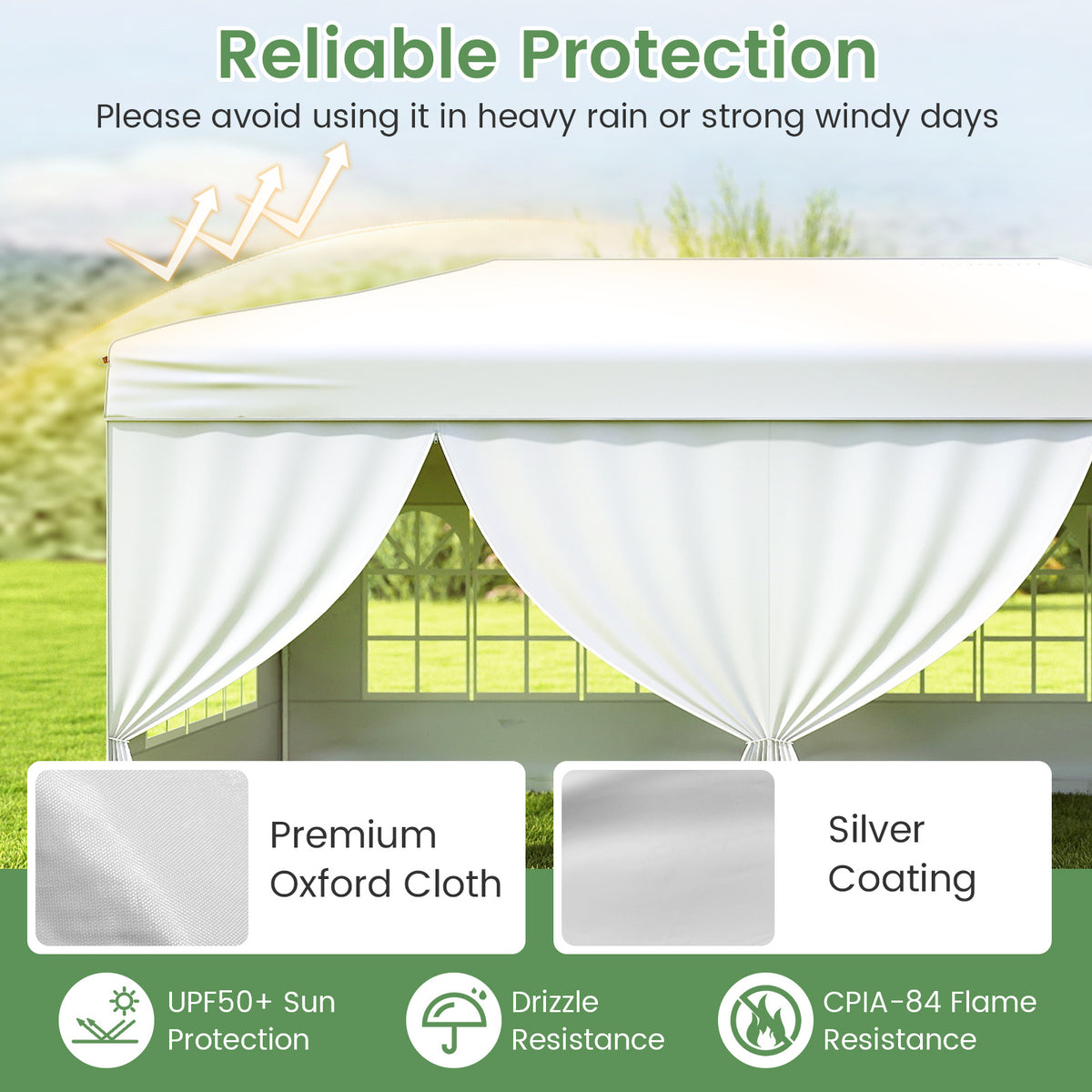 300 x 600 cm Pop up Canopy Tent with 6 Sidewalls and Wheeled Bag-White
