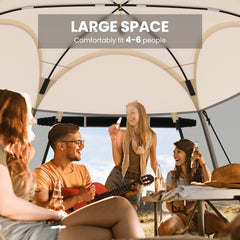 300 X 275 CM Foldable Outdoor Screened Camping Tent Gazebo-Sand Color