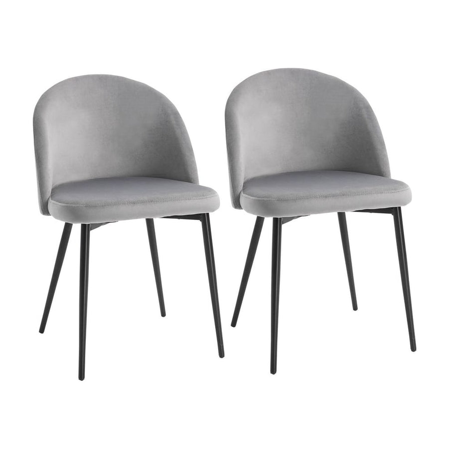 HOMCOM Dining Chairs Set of 2 Contemporary Design for Office Dining Kitchen with Soft Fabric Seat and Back Living Room, Grey
