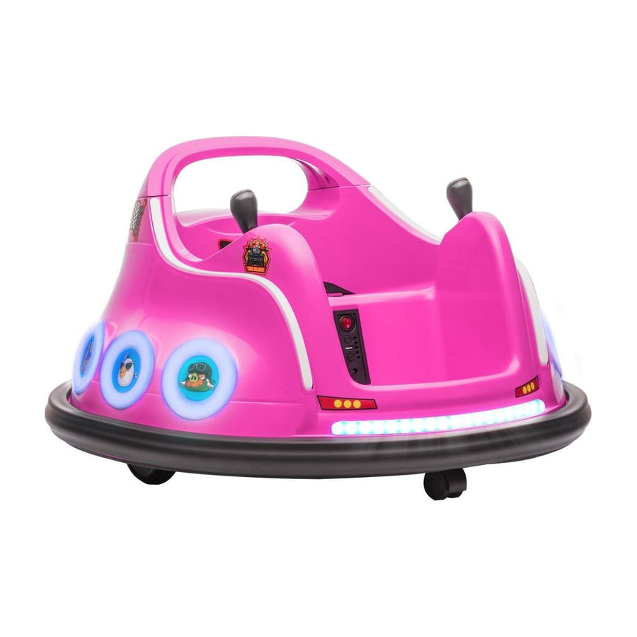 AIYAPLAY Angry Bird Licensed Waltzer Car in pink with illuminated side lights and joysticks