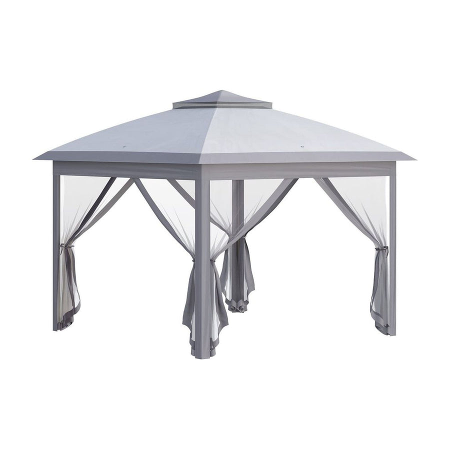 Outsunny 3.3 x 3.3m Pop Up Gazebo, Double Roof Foldable Canopy Tent with Zipped Mesh Sidewalls, Height Adjustable and
