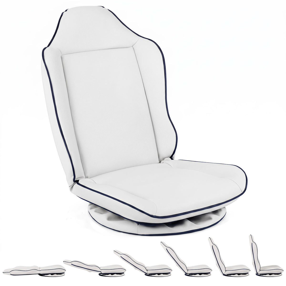 360° Swivel Floor Gaming Chair with Adjustable Backrest & Padded Cushion for Reading-White