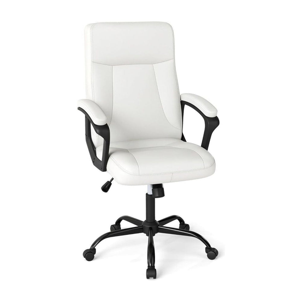 360° Swivel Task Chair with high back and built-in armrests in white