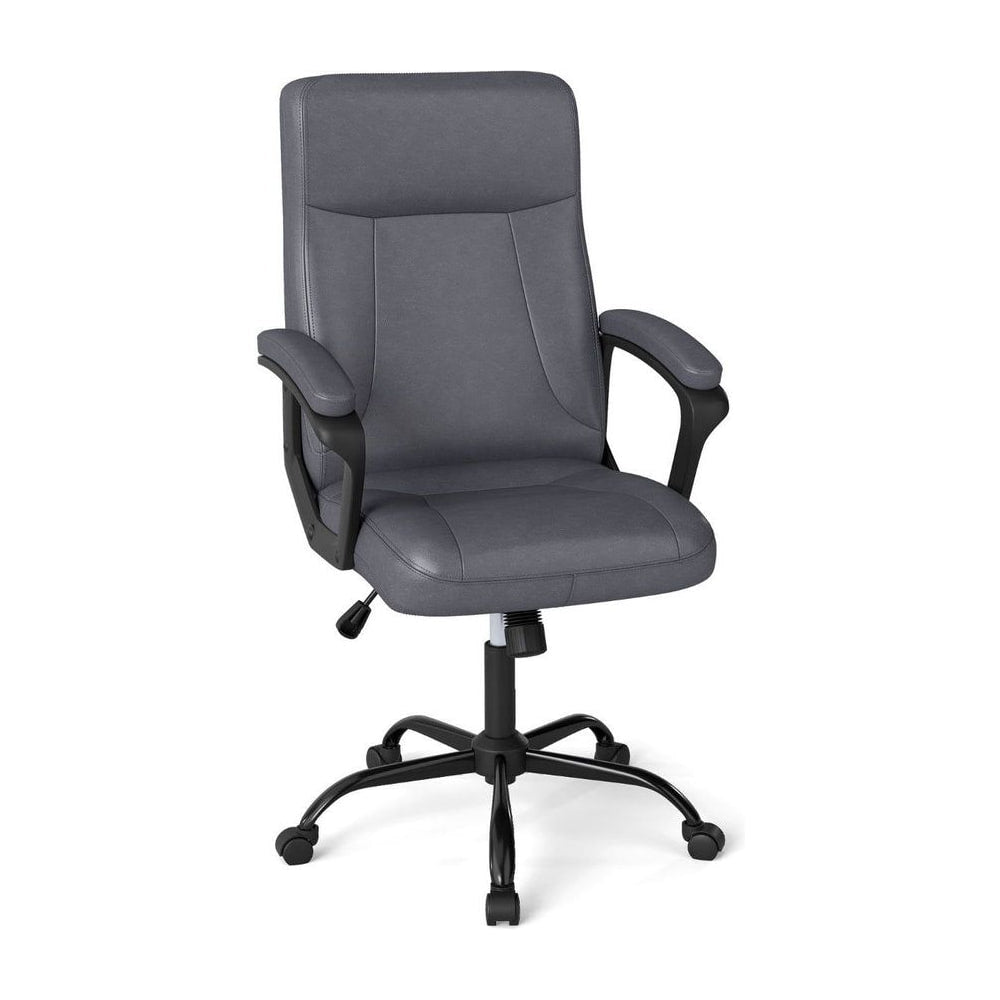 360° Swivel Task Chair in grey with a high back and black five-star base on a white background