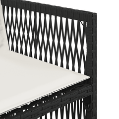 Garden Dining Cushions Poly Rattan Glass Black cream