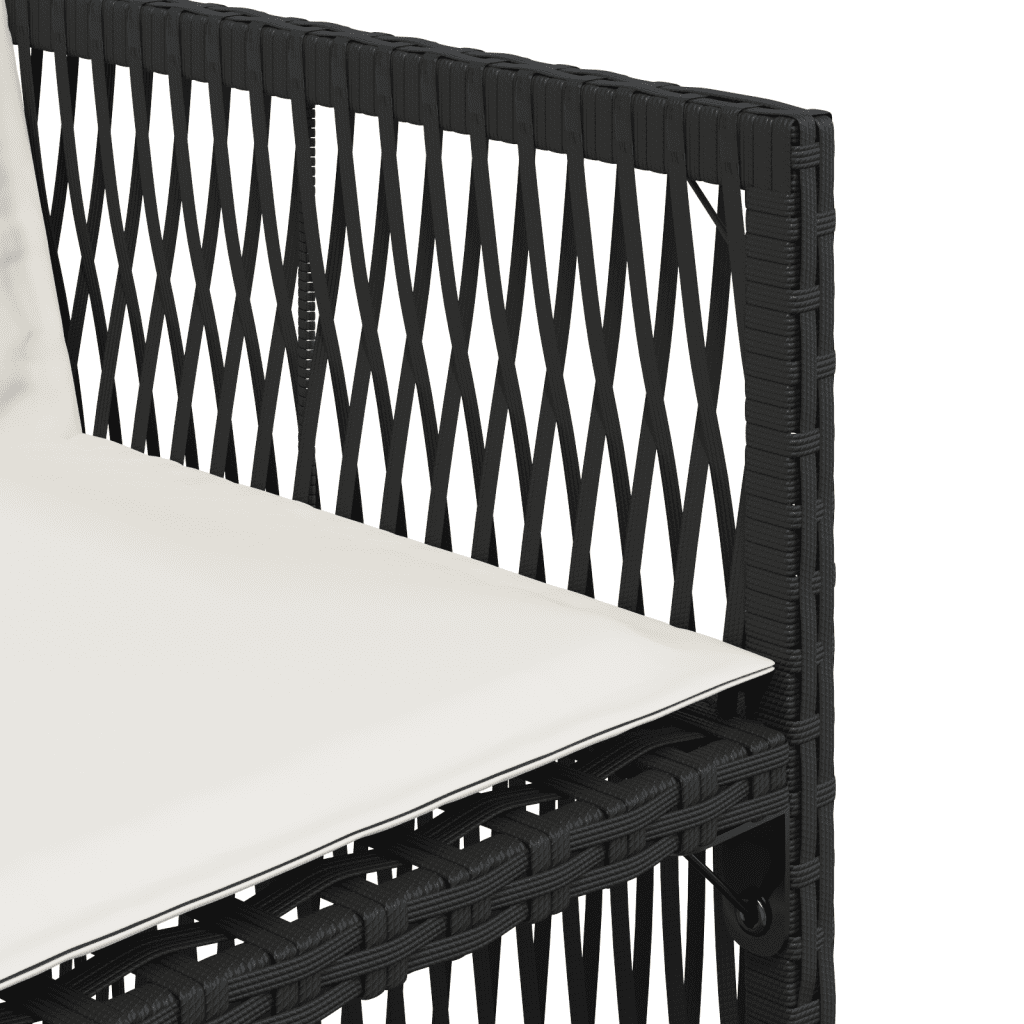 Garden Dining Cushions Poly Rattan Glass Black cream