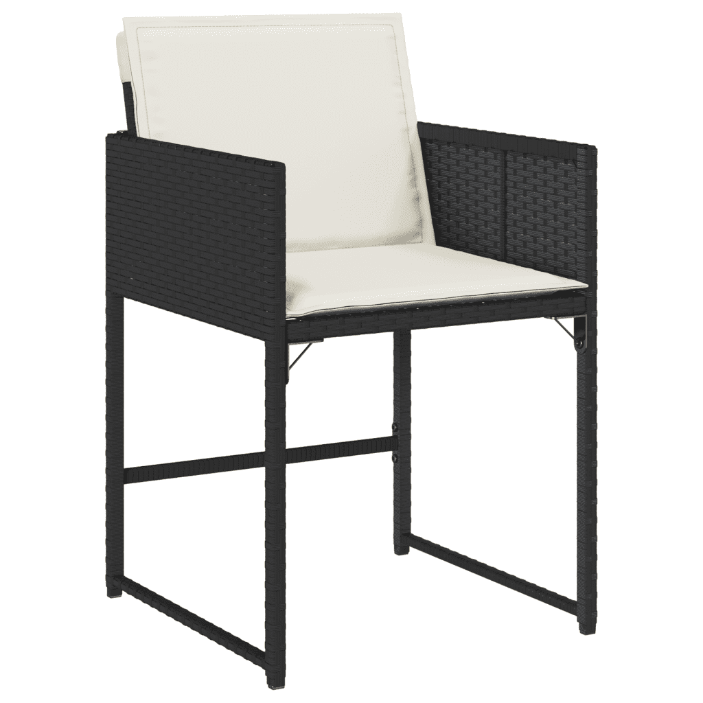 5 Piece Garden Dining Set with Cushions Poly Rattan Wood 4