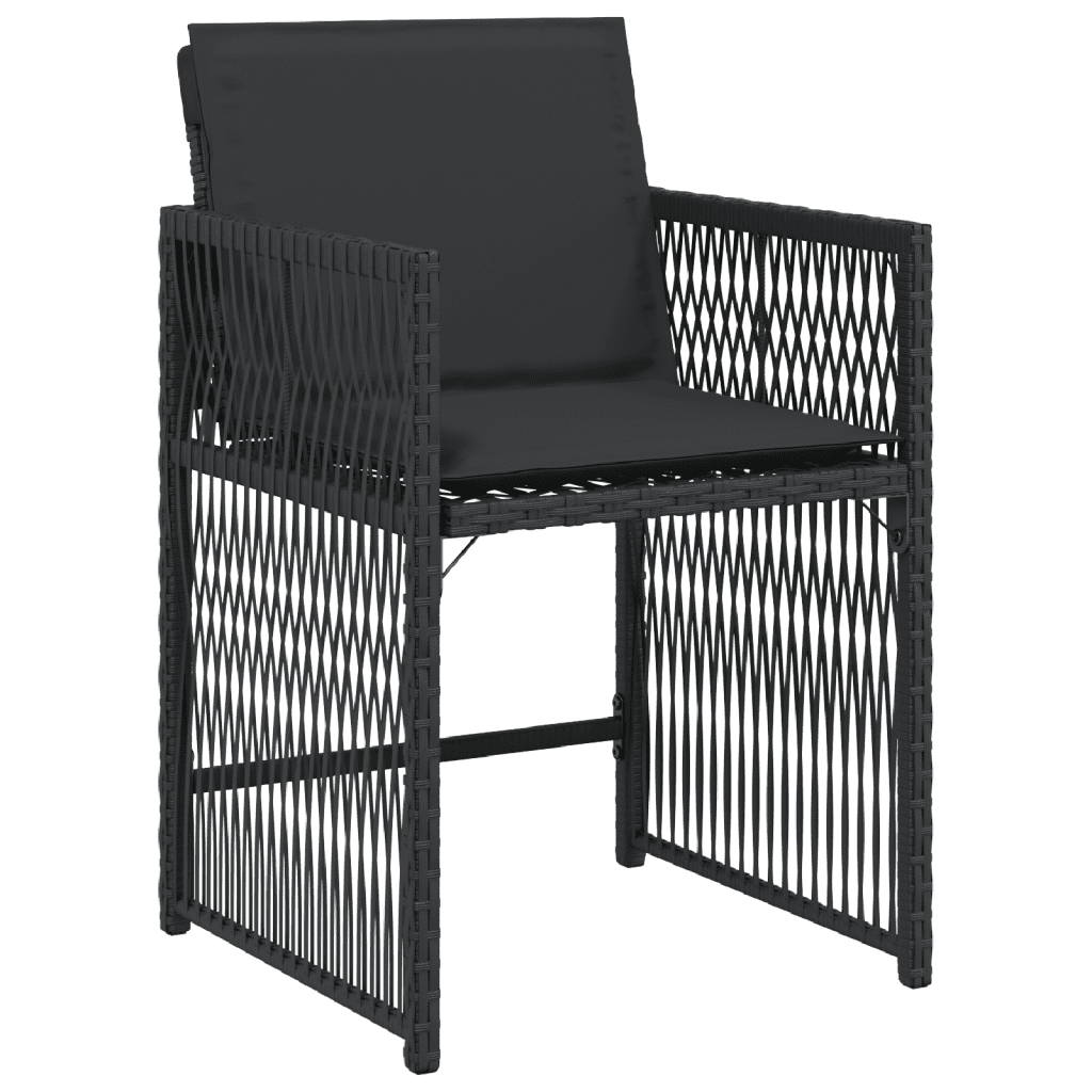 Garden Dining Cushions Poly Rattan Black