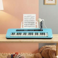 37 Keys Kids Portable Piano Keyboard with Microphone and Music Stand-Blue
