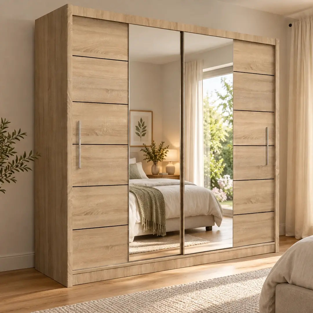 Lisbon II Sliding Door Wardrobe 203cm in Oak Sonoma, image 4
